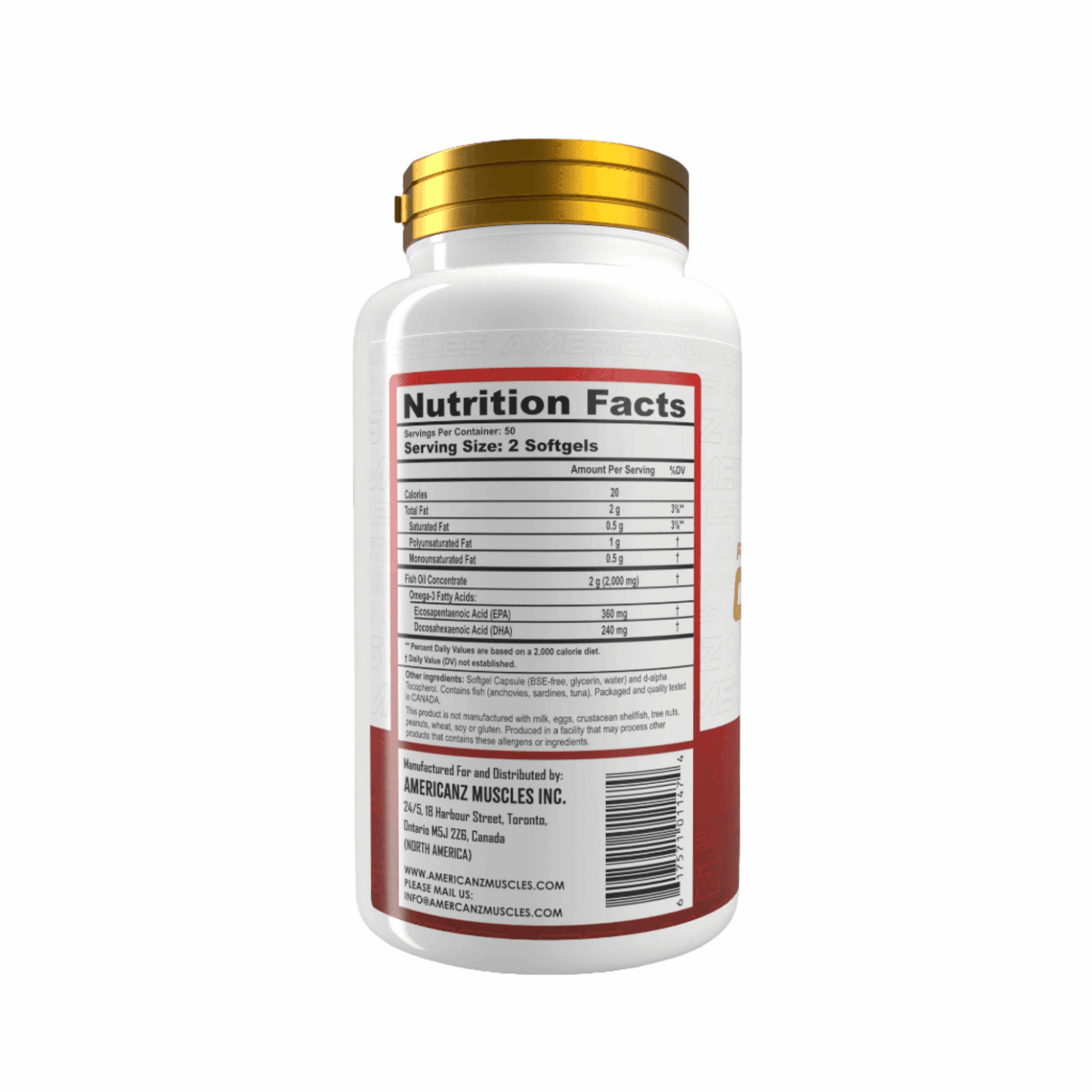 AMERICANZ MUSCLES PROFESSIONAL OMEGA 3 FISH OIL 100 SOFTGELS