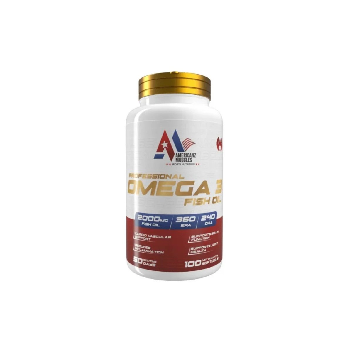 AMERICANZ MUSCLES PROFESSIONAL OMEGA 3 FISH OIL 100 SOFTGELS - Anura Nutrition