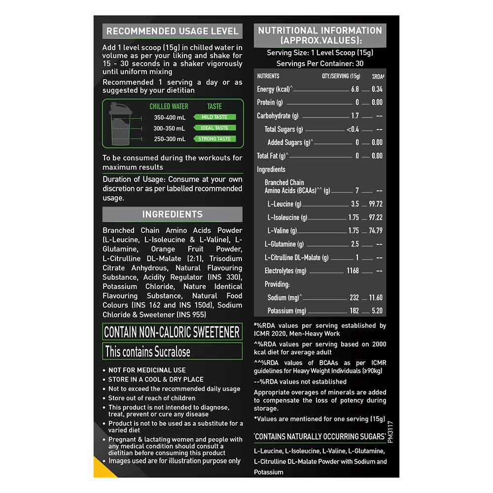 MUSCLE BLAZE BCAA PRO 450g, 30 SERVINGS
