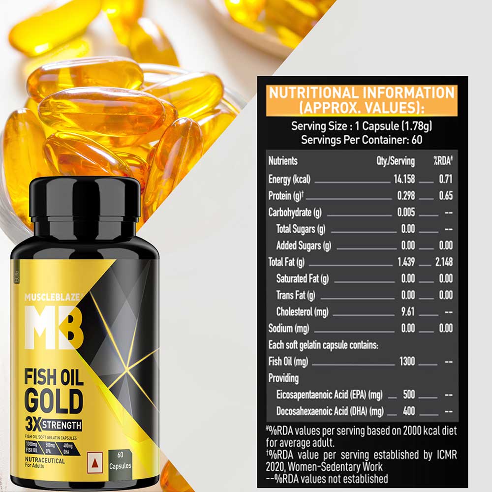 MUSCLE BLAZE FISH OIL GOLD 60 CAPSULES