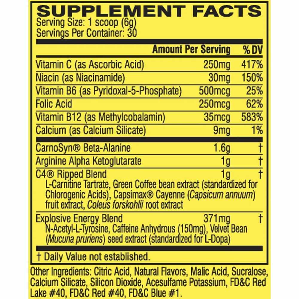 CELLUCORE C4 RIPPED PRE WORKOUT POWDER 30 SERVINGS