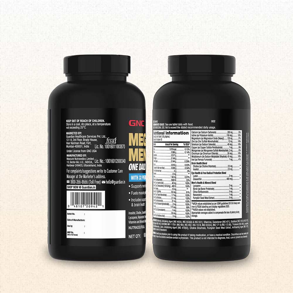 GNC MEGA MEN ONE DAILY MULTI VITAMIN - 60TABLETS IMPROVES IMMUNITY & OVERALL HEALTH