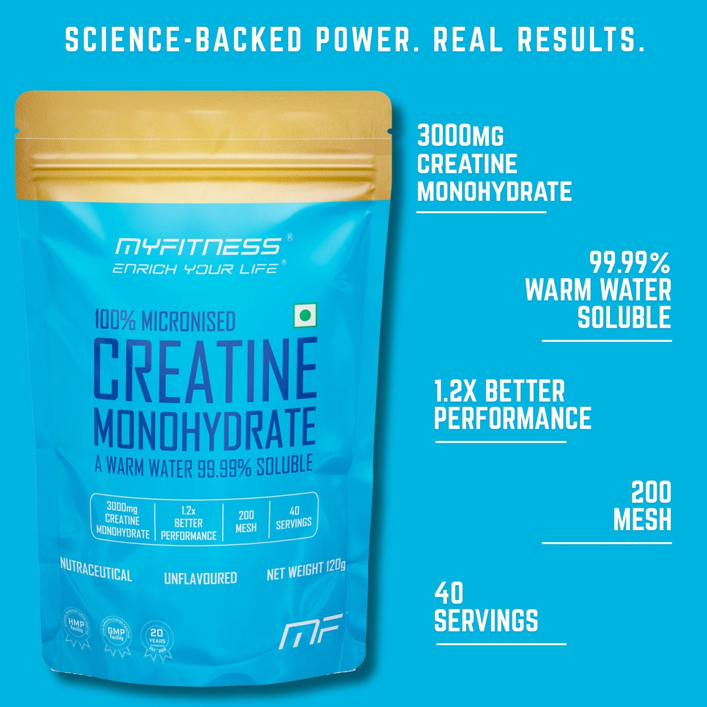 MYFITNESS 100% MICRONIZED CREATINE MONOHYDRATE – 120g – 40 Servings