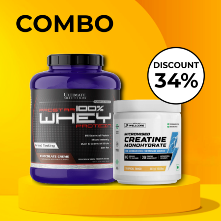Ultimate nutrition prostar whey 2.39kg and Wellcore creatine 307g flavoured