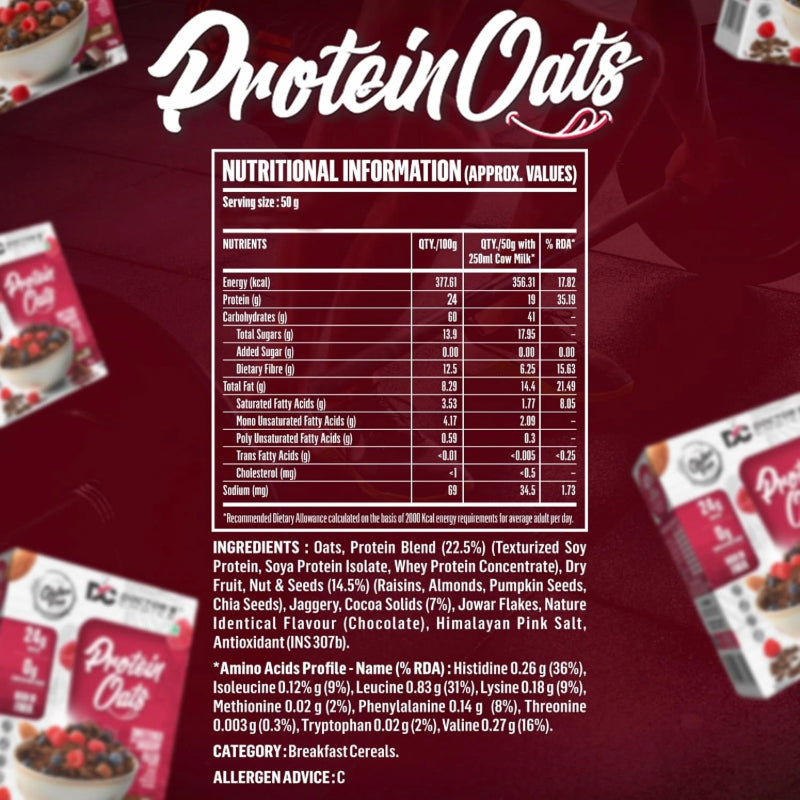 DOCTORS CHOICE Oats, High Protein Oats, 750g, Dark Choco Berry