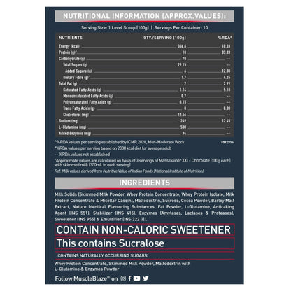 MuscleBlaze Mass Gainer Xxl | Chocolate | 1 Kg