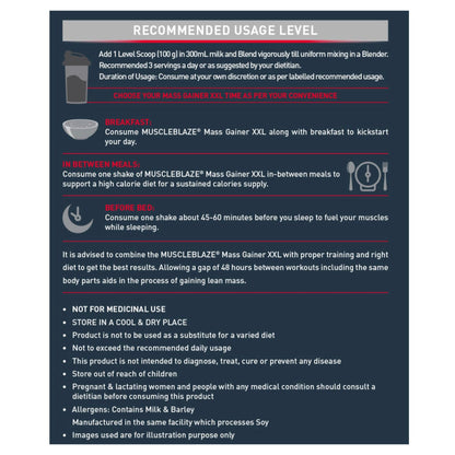 MuscleBlaze Mass Gainer Xxl | Chocolate | 1 Kg