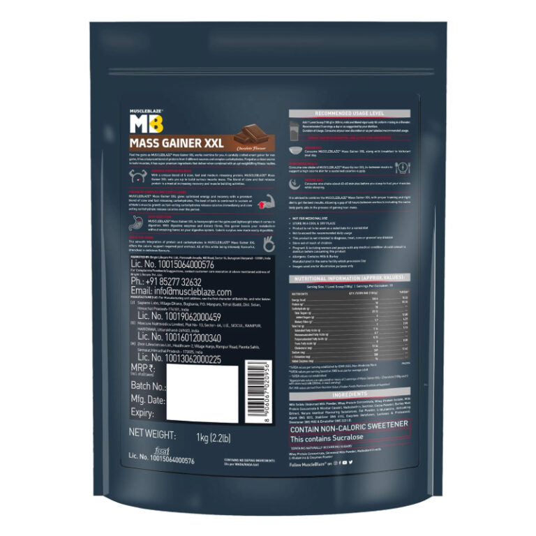 MuscleBlaze Mass Gainer Xxl | Chocolate | 1 Kg