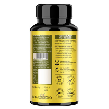 MuscleBlaze Omega 3 Fish Oil Gold,60 caps