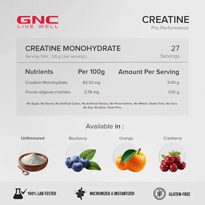 GNC Pro Performance Creatine Monohydrate - 100 gm (0.22 Lb)